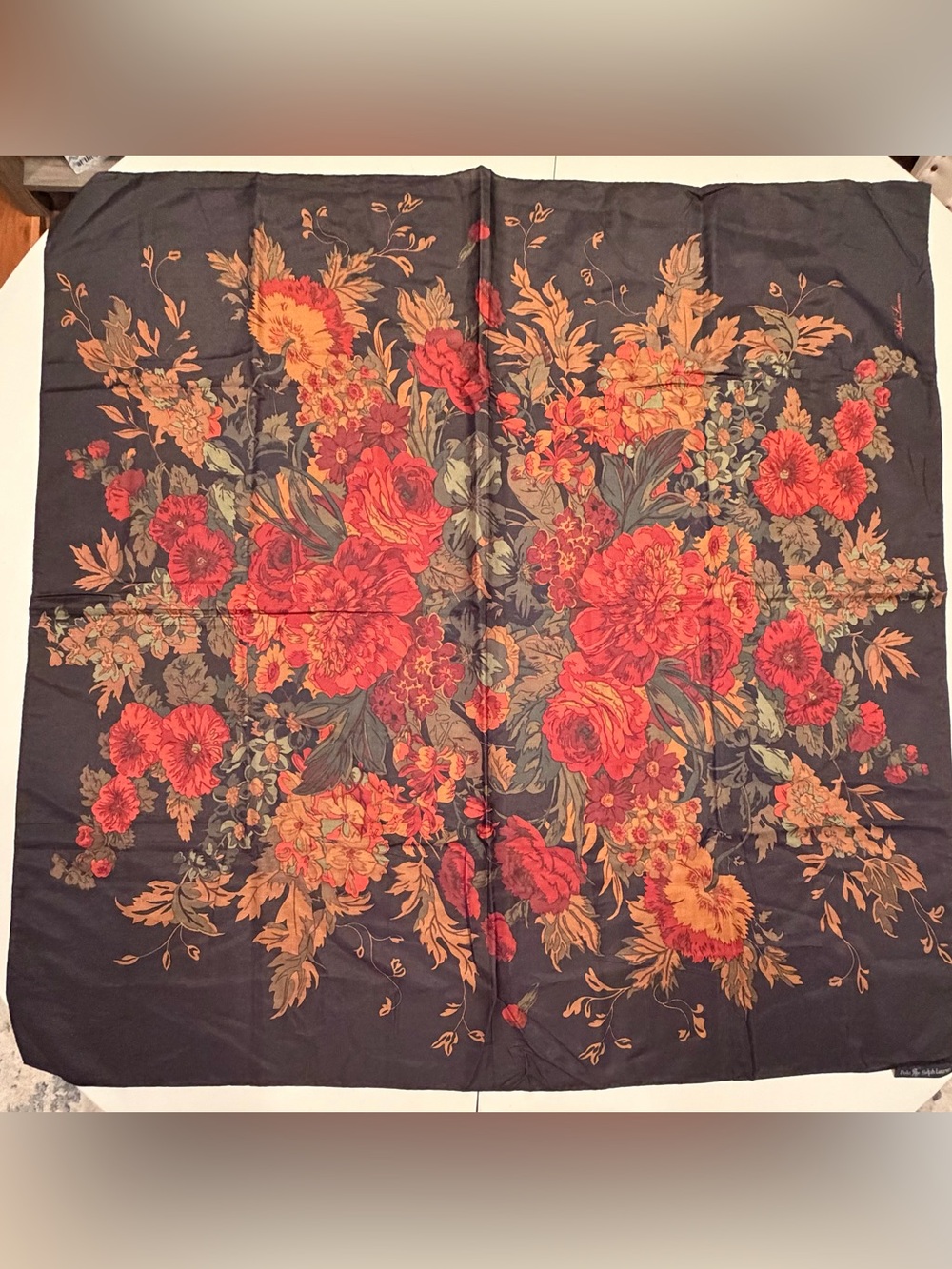 VINTAGE: Polo Ralph Lauren | ladies floral print square silk scarf